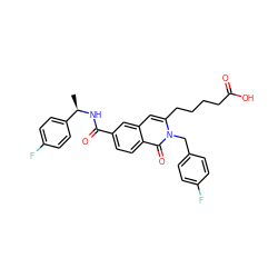 C[C@@H](NC(=O)c1ccc2c(=O)n(Cc3ccc(F)cc3)c(CCCCC(=O)O)cc2c1)c1ccc(F)cc1 ZINC000223576554