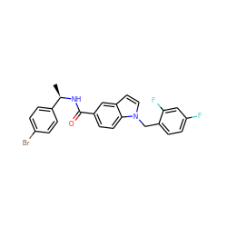 C[C@@H](NC(=O)c1ccc2c(ccn2Cc2ccc(F)cc2F)c1)c1ccc(Br)cc1 ZINC000198390981