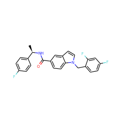 C[C@@H](NC(=O)c1ccc2c(ccn2Cc2ccc(F)cc2F)c1)c1ccc(F)cc1 ZINC000198390969