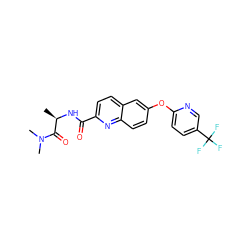 C[C@@H](NC(=O)c1ccc2cc(Oc3ccc(C(F)(F)F)cn3)ccc2n1)C(=O)N(C)C ZINC001772606088
