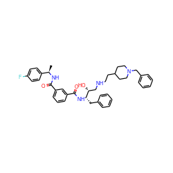 C[C@@H](NC(=O)c1cccc(C(=O)N[C@@H](Cc2ccccc2)[C@H](O)CNCCC2CCN(Cc3ccccc3)CC2)c1)c1ccc(F)cc1 ZINC000049841304