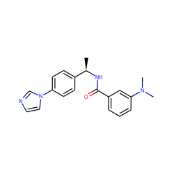 C[C@@H](NC(=O)c1cccc(N(C)C)c1)c1ccc(-n2ccnc2)cc1 ZINC000015951991