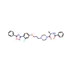 C[C@@H](NC(=O)c1ccccc1)C(=O)N1CCN(CCCOc2ccc(-c3noc(-c4ccccc4)n3)c(F)c2)CC1 ZINC000027736350