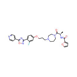 C[C@@H](NC(=O)c1ccco1)C(=O)N1CCCN(CCCOc2ccc(-c3noc(-c4ccncc4)n3)c(F)c2)CC1 ZINC000027745288