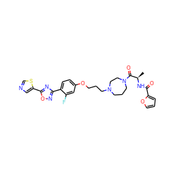 C[C@@H](NC(=O)c1ccco1)C(=O)N1CCCN(CCCOc2ccc(-c3noc(-c4cncs4)n3)c(F)c2)CC1 ZINC000027739222