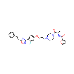 C[C@@H](NC(=O)c1ccco1)C(=O)N1CCCN(CCCOc2ccc(-c3noc(CCc4ccccc4)n3)c(F)c2)CC1 ZINC000027739150