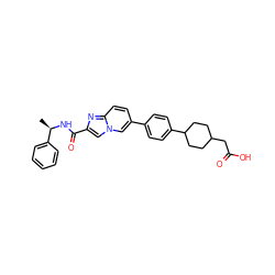 C[C@@H](NC(=O)c1cn2cc(-c3ccc(C4CCC(CC(=O)O)CC4)cc3)ccc2n1)c1ccccc1 ZINC000205562424