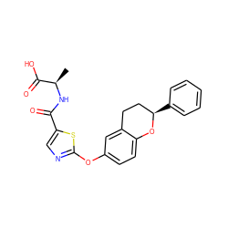 C[C@@H](NC(=O)c1cnc(Oc2ccc3c(c2)CC[C@@H](c2ccccc2)O3)s1)C(=O)O ZINC000145463154