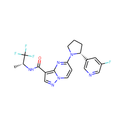 C[C@@H](NC(=O)c1cnn2ccc(N3CCC[C@@H]3c3cncc(F)c3)nc12)C(F)(F)F ZINC000149832083