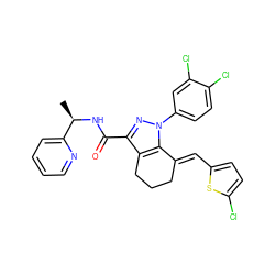 C[C@@H](NC(=O)c1nn(-c2ccc(Cl)c(Cl)c2)c2c1CCC/C2=C\c1ccc(Cl)s1)c1ccccn1 ZINC001772636747