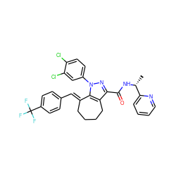 C[C@@H](NC(=O)c1nn(-c2ccc(Cl)c(Cl)c2)c2c1CCCC/C2=C\c1ccc(C(F)(F)F)cc1)c1ccccn1 ZINC001772570095