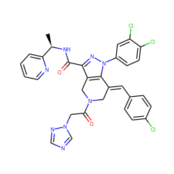 C[C@@H](NC(=O)c1nn(-c2ccc(Cl)c(Cl)c2)c2c1CN(C(=O)Cn1cncn1)C/C2=C\c1ccc(Cl)cc1)c1ccccn1 ZINC001772624329