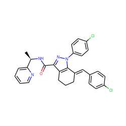 C[C@@H](NC(=O)c1nn(-c2ccc(Cl)cc2)c2c1CCC/C2=C\c1ccc(Cl)cc1)c1ccccn1 ZINC001772602213