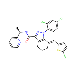 C[C@@H](NC(=O)c1nn(-c2ccc(Cl)cc2Cl)c2c1CCC/C2=C\c1ccc(Cl)s1)c1ccccn1 ZINC001772637482