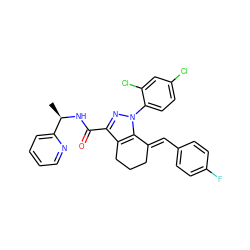 C[C@@H](NC(=O)c1nn(-c2ccc(Cl)cc2Cl)c2c1CCC/C2=C\c1ccc(F)cc1)c1ccccn1 ZINC001772653364