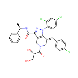 C[C@@H](NC(=O)c1nn(-c2ccc(Cl)cc2Cl)c2c1CN(C(=O)[C@@H](O)CO)C/C2=C\c1ccc(Cl)cc1)c1ccccc1 ZINC001772588478