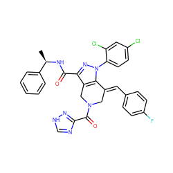 C[C@@H](NC(=O)c1nn(-c2ccc(Cl)cc2Cl)c2c1CN(C(=O)c1nc[nH]n1)C/C2=C\c1ccc(F)cc1)c1ccccc1 ZINC001772651419