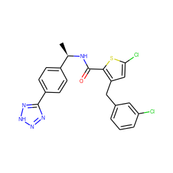 C[C@@H](NC(=O)c1sc(Cl)cc1Cc1cccc(Cl)c1)c1ccc(-c2nn[nH]n2)cc1 ZINC000118709814