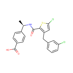 C[C@@H](NC(=O)c1sc(Cl)cc1Cc1cccc(Cl)c1)c1ccc(C(=O)O)cc1 ZINC000118700529