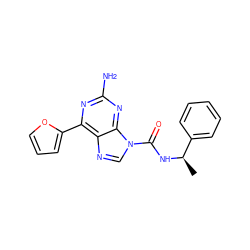 C[C@@H](NC(=O)n1cnc2c(-c3ccco3)nc(N)nc21)c1ccccc1 ZINC000029047756