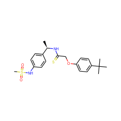 C[C@@H](NC(=S)COc1ccc(C(C)(C)C)cc1)c1ccc(NS(C)(=O)=O)cc1 ZINC000169236752