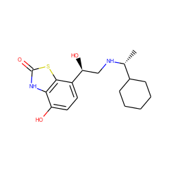 C[C@@H](NC[C@H](O)c1ccc(O)c2[nH]c(=O)sc12)C1CCCCC1 ZINC000058583660