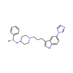 C[C@@H](NC1CCN(CCCc2c[nH]c3ccc(-n4ccnc4)cc23)CC1)c1ccccc1 ZINC000013802571