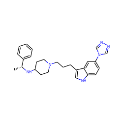 C[C@@H](NC1CCN(CCCc2c[nH]c3ccc(-n4cnnc4)cc23)CC1)c1ccccc1 ZINC000013765980