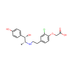 C[C@@H](NCCc1ccc(OCC(=O)O)c(Cl)c1)[C@@H](O)c1ccc(O)cc1 ZINC000011422463