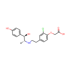 C[C@@H](NCCc1ccc(OCC(=O)O)c(Cl)c1)[C@H](O)c1ccc(O)cc1 ZINC000011422462