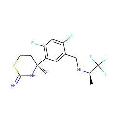 C[C@@H](NCc1cc([C@]2(C)CCSC(=N)N2)c(F)cc1F)C(F)(F)F ZINC001772622341