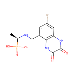 C[C@@H](NCc1cc(Br)cc2[nH]c(=O)c(=O)[nH]c12)P(=O)(O)O ZINC000003995483