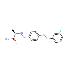 C[C@@H](NCc1ccc(OCc2cccc(F)c2)cc1)C(N)=O ZINC000026506755