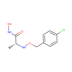 C[C@@H](NOCc1ccc(Cl)cc1)C(=O)NO ZINC000028647466