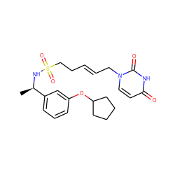 C[C@@H](NS(=O)(=O)CC/C=C/Cn1ccc(=O)[nH]c1=O)c1cccc(OC2CCCC2)c1 ZINC000095561138