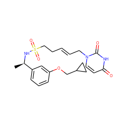 C[C@@H](NS(=O)(=O)CC/C=C/Cn1ccc(=O)[nH]c1=O)c1cccc(OCC2CC2)c1 ZINC000095561626