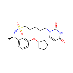 C[C@@H](NS(=O)(=O)CCCCCn1ccc(=O)[nH]c1=O)c1cccc(OC2CCCC2)c1 ZINC000116101146