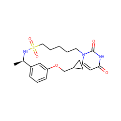 C[C@@H](NS(=O)(=O)CCCCCn1ccc(=O)[nH]c1=O)c1cccc(OCC2CC2)c1 ZINC000116100987