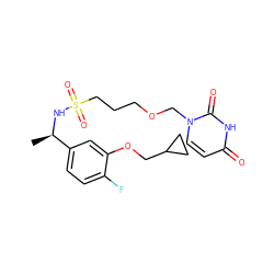 C[C@@H](NS(=O)(=O)CCCOCn1ccc(=O)[nH]c1=O)c1ccc(F)c(OCC2CC2)c1 ZINC000084703535