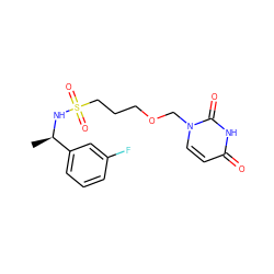 C[C@@H](NS(=O)(=O)CCCOCn1ccc(=O)[nH]c1=O)c1cccc(F)c1 ZINC000116101097