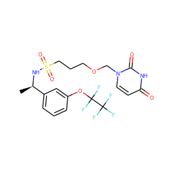 C[C@@H](NS(=O)(=O)CCCOCn1ccc(=O)[nH]c1=O)c1cccc(OC(F)(F)C(F)(F)F)c1 ZINC000116100046