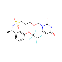 C[C@@H](NS(=O)(=O)CCCOCn1ccc(=O)[nH]c1=O)c1cccc(OC(F)(F)C(F)F)c1 ZINC000116099603