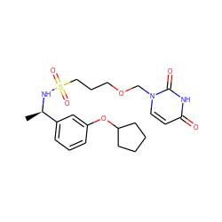 C[C@@H](NS(=O)(=O)CCCOCn1ccc(=O)[nH]c1=O)c1cccc(OC2CCCC2)c1 ZINC000116099733