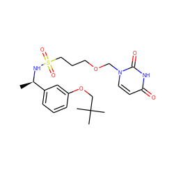 C[C@@H](NS(=O)(=O)CCCOCn1ccc(=O)[nH]c1=O)c1cccc(OCC(C)(C)C)c1 ZINC000116097818