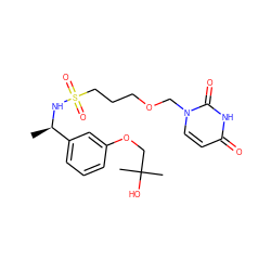 C[C@@H](NS(=O)(=O)CCCOCn1ccc(=O)[nH]c1=O)c1cccc(OCC(C)(C)O)c1 ZINC000116100576