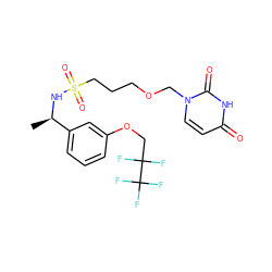 C[C@@H](NS(=O)(=O)CCCOCn1ccc(=O)[nH]c1=O)c1cccc(OCC(F)(F)C(F)(F)F)c1 ZINC000116098488