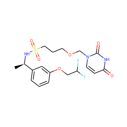 C[C@@H](NS(=O)(=O)CCCOCn1ccc(=O)[nH]c1=O)c1cccc(OCC(F)F)c1 ZINC000116099749