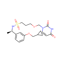 C[C@@H](NS(=O)(=O)CCCOCn1ccc(=O)[nH]c1=O)c1cccc(OCC2CC2)c1 ZINC000084605515