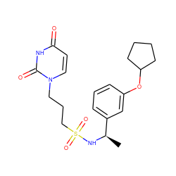 C[C@@H](NS(=O)(=O)CCCn1ccc(=O)[nH]c1=O)c1cccc(OC2CCCC2)c1 ZINC000116100801