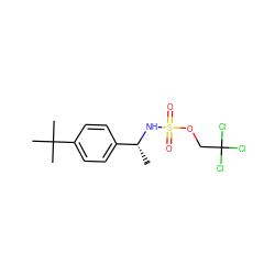 C[C@@H](NS(=O)(=O)OCC(Cl)(Cl)Cl)c1ccc(C(C)(C)C)cc1 ZINC000012472580